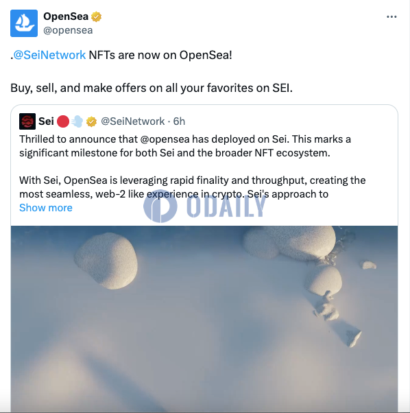 Opensea新增支持Sei链上NFT