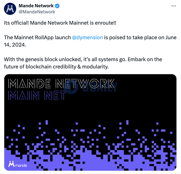 Mande Network：主网RollApp将于6月14日推出