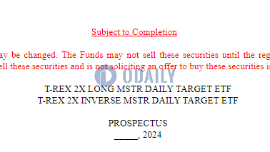 T-Rex申请首个2倍Microstrategy股票MSTR ETF