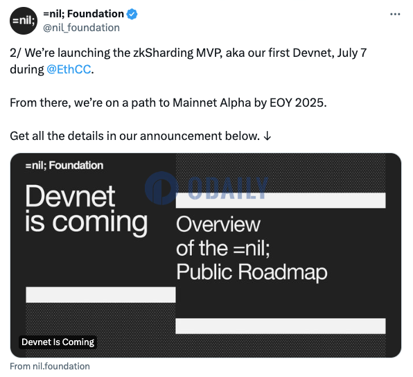 =nil; Foundation将于7月7日推出首个Devnet“zkSharding MVP”