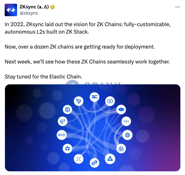 ZKsync：十多个ZK Chain已准备好下周部署，敬请关注Elastic Chain