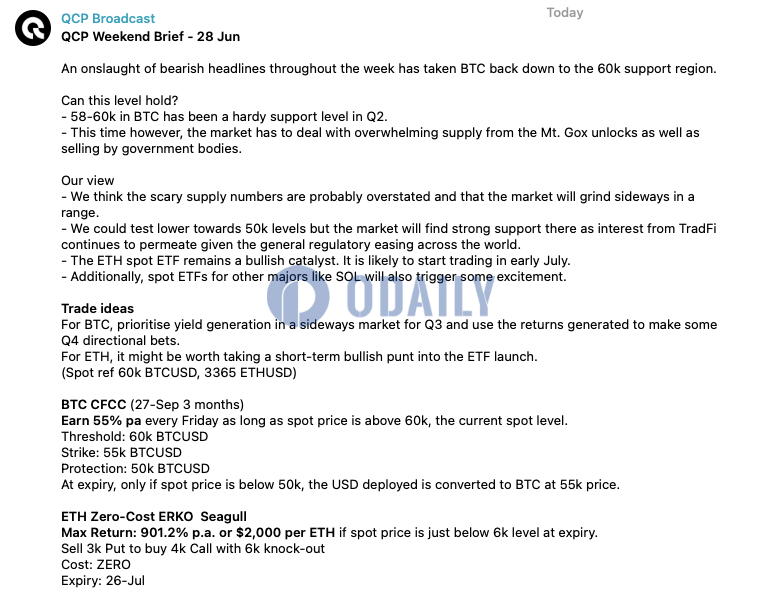 QCP Capital：比特币或将测试5万美元支撑位，以太坊现货ETF仍是看涨催化剂