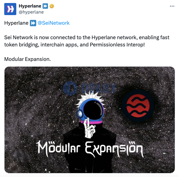 Sei已连接至Hyperlane，支持快速代币桥接及无需许可互操作