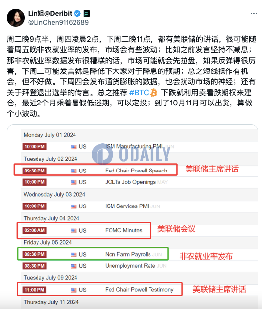 Deribit亚太商务负责人：本周关注美联储讲话和非农就业率数据，市场可能有波