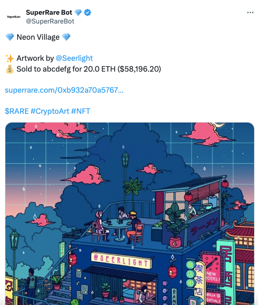 “3AC关联钱包以20 ETH购买Neon Village NFT”系三年前未取消的出价