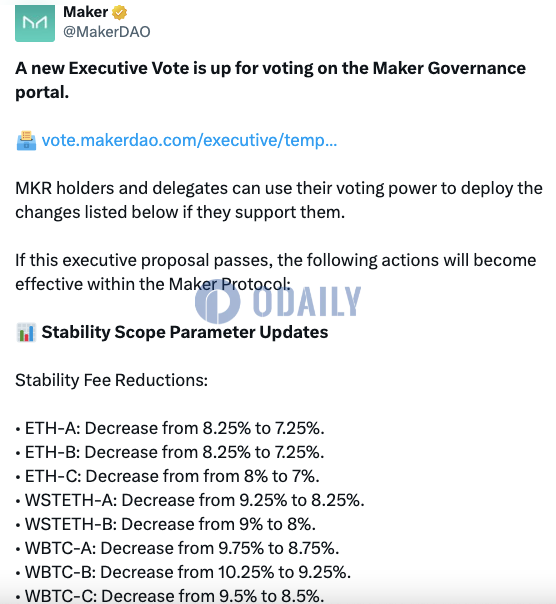 Maker开启新执行投票，涉及稳定性范围参数更新、Spark Proxy Spell等变更