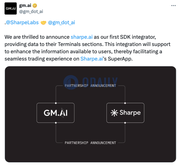 Sharpe AI成为gm.ai首个SDK集成商