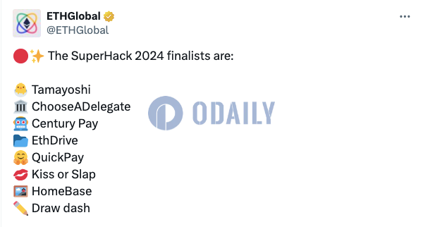 ETHGlobal公布SuperHack 2024 8个获胜项目，涵盖游戏、支付等领域