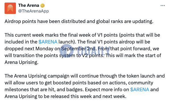 The Arena：下周起将转换至V2积分系统，并开启Arena Uprising活动