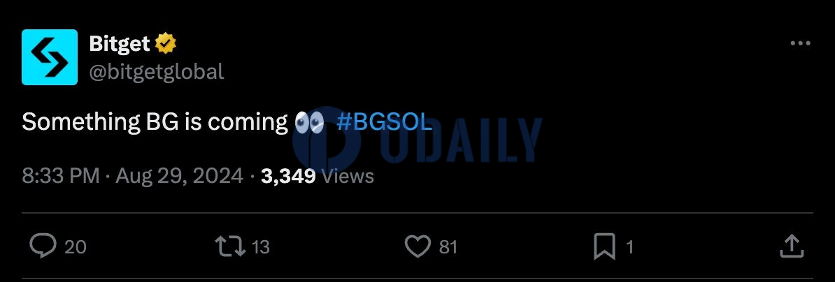 Bitget发推文称将推出“BGSOL”